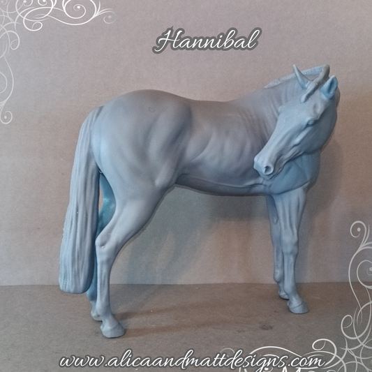 Hengst Hannibal mit geflochtenem Schweif-Zopf als 3D Druck