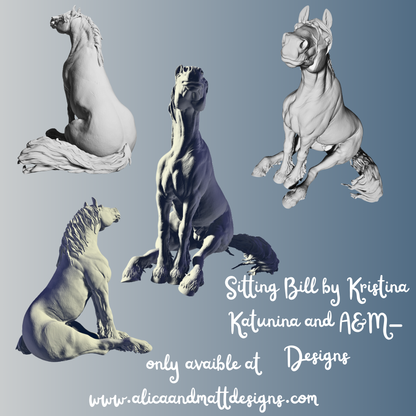 Sitting Draft Horse Stallion "Sitting Bill" by Kristina Katunina and A&amp;M-Designs as 3D print