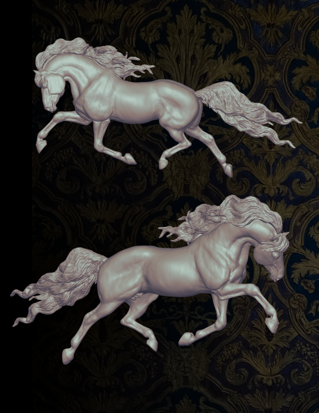 Racing Andalusian stallion "Armando" by Aislinn Brender Ford as 3D print