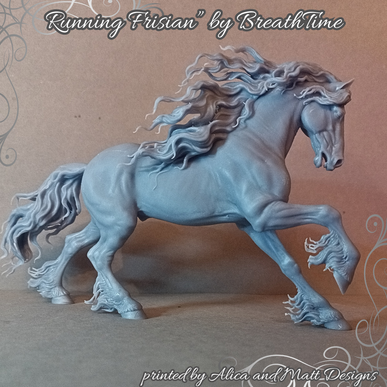 Étalon frison au galop par BreathTime en impression 3D