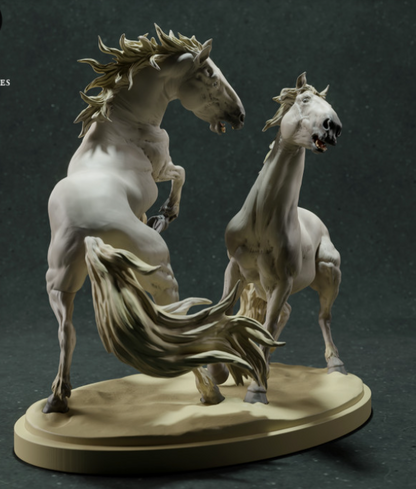 Chevaux de combat camarguais d'Animal den miniatures en impression 3D