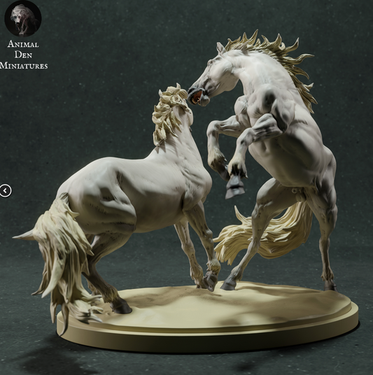 Chevaux de combat camarguais d'Animal den miniatures en impression 3D
