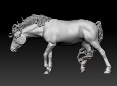 3D model of a horse with a flying mane