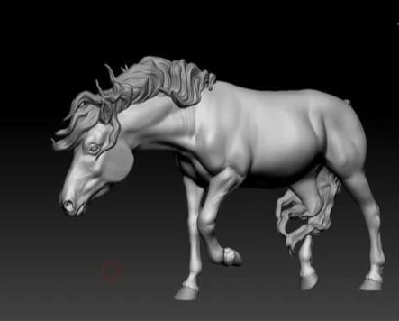 another 3D model of a horse with a blowing mane
