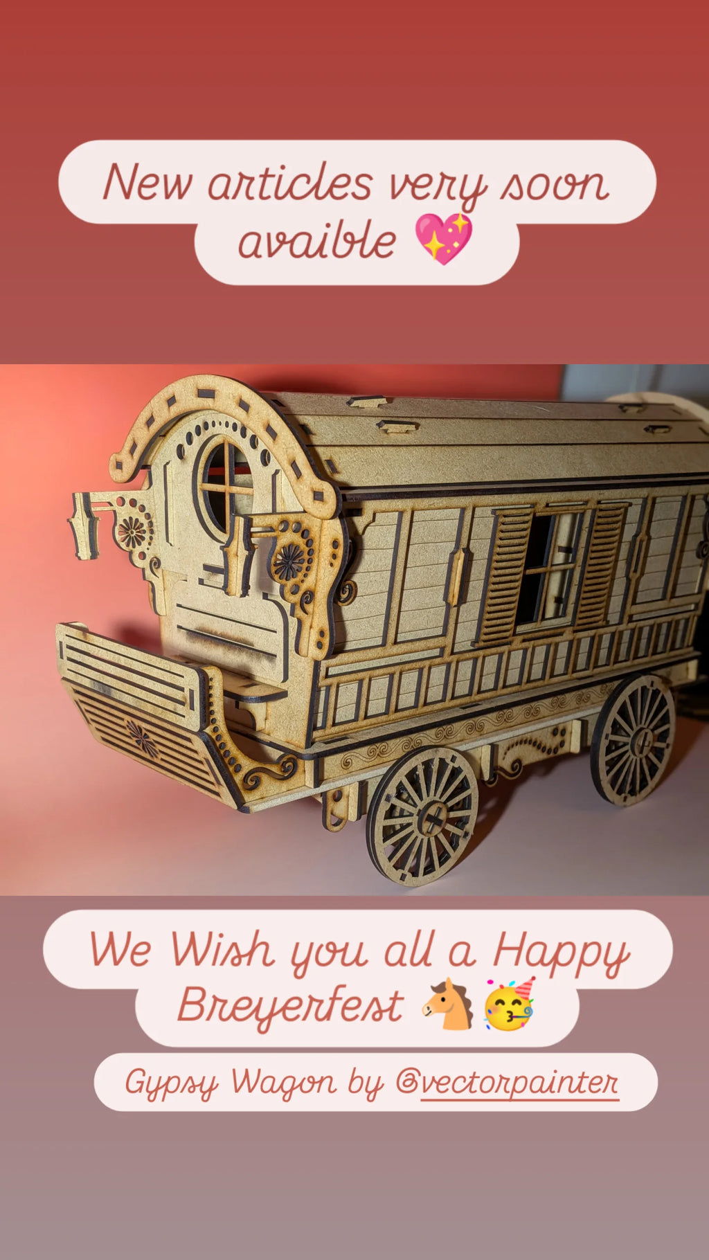 Beweglicher Gypsy Wagen / Holzbausatz für Dioramen