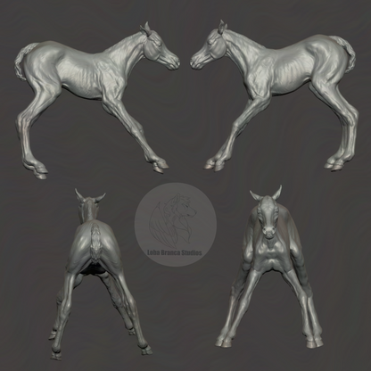 Stute mit ihren 2 Fohlen von Loba Branca Studios / unbemalte 3D Druck Resin Modellpferde