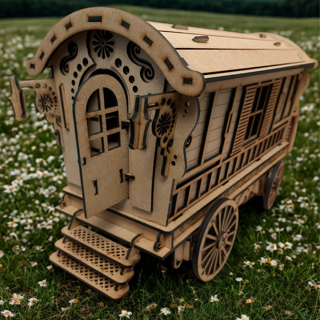 Beweglicher Gypsy Wagen Zirkuswagen / Modellbausatz aus Holz