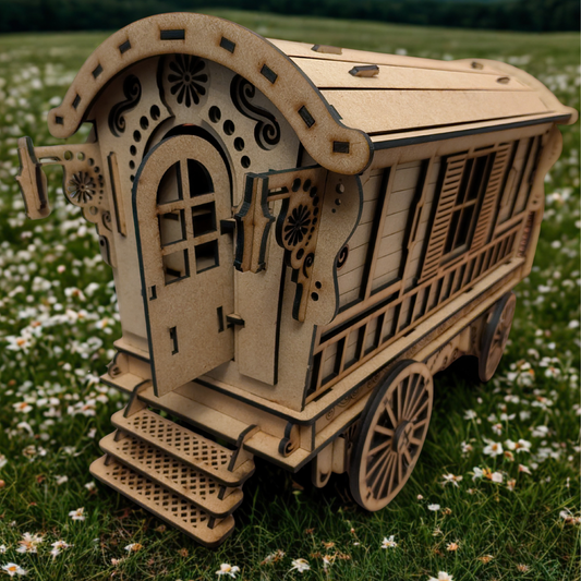 Beweglicher Gypsy Wagen Zirkuswagen / Modellbausatz aus Holz