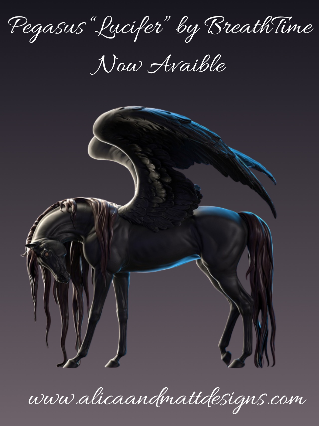 Beautiful Pegasus "Lucifer" by BreathTime as 3D print / wings can be printed separately!