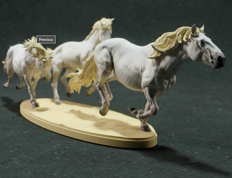 Troupeau de chevaux camarguais en course par Animal den miniatures