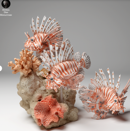 Poisson-lion rouge d'Animal Den Miniatures
