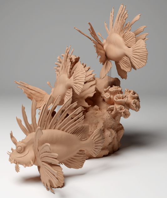 Poisson-lion rouge d'Animal Den Miniatures