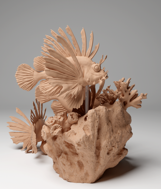 Poisson-lion rouge d'Animal Den Miniatures