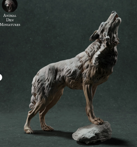 Loup ibérique hurlant par Animal den miniatures