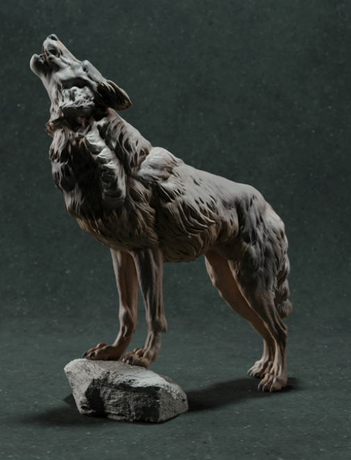 Loup ibérique hurlant par Animal den miniatures