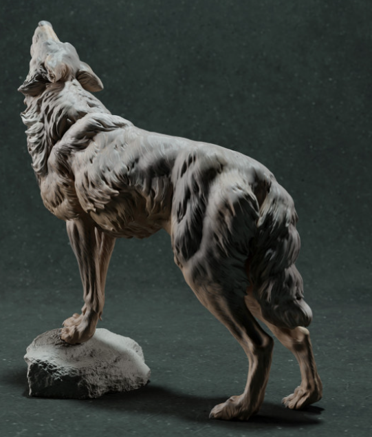 Loup ibérique hurlant par Animal den miniatures