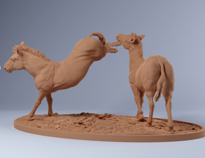 Kämpfende Zebras von Animal den miniatures