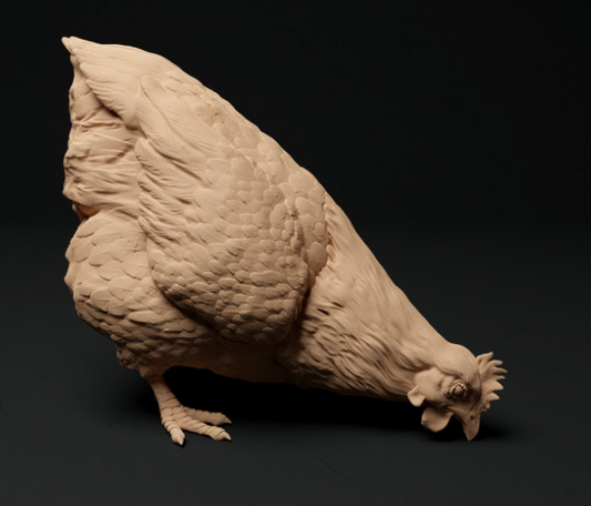 Trois poules avec un coq qui chante par Animal den miniatures