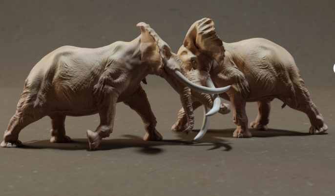 Combattre des éléphants d'Animal Den Miniatures