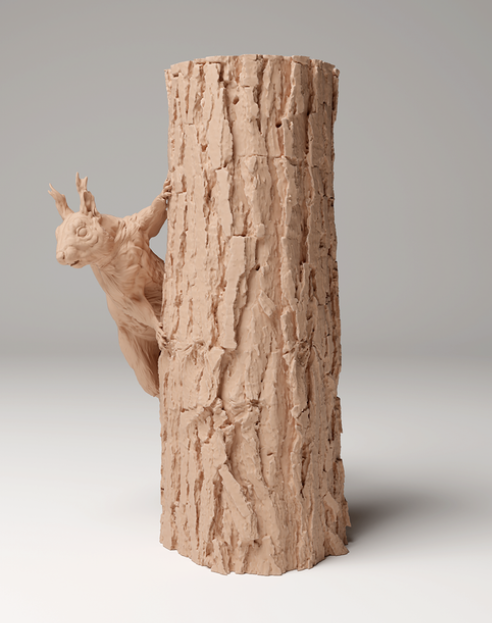 Rotes Eichhörnchen an einem Baum von Animal den miniatures