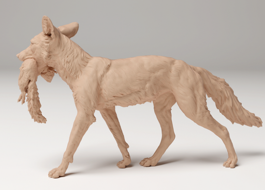 Renard roux avec un écureuil dans sa gueule par Animal den miniatures