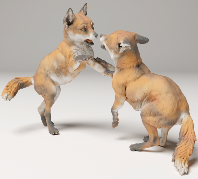 Les deux renardeaux joueurs d'Animal den miniatures
