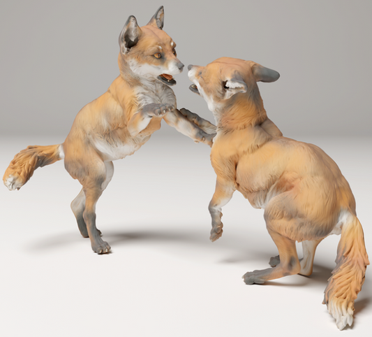 Les deux renardeaux joueurs d'Animal den miniatures
