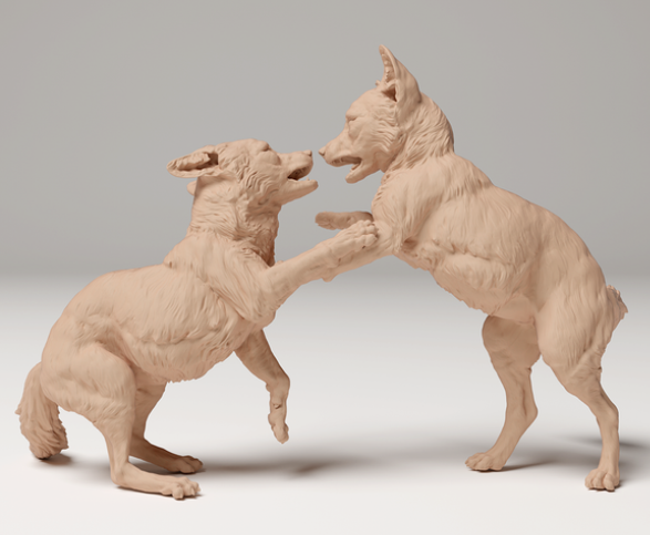 Die zwei spielenden Fuchswelpen von Animal den miniatures