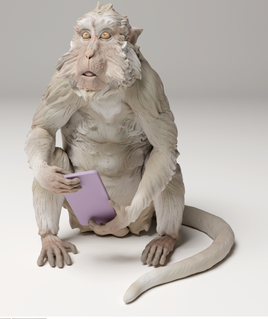 Un singe vole le smartphone d'Animal the Miniatures