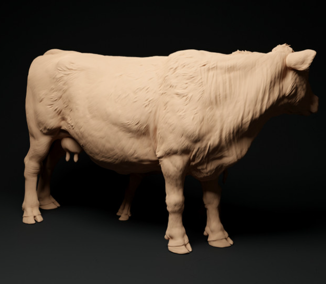 Vache Red Devon nourrissant son veau par Animal den miniatures