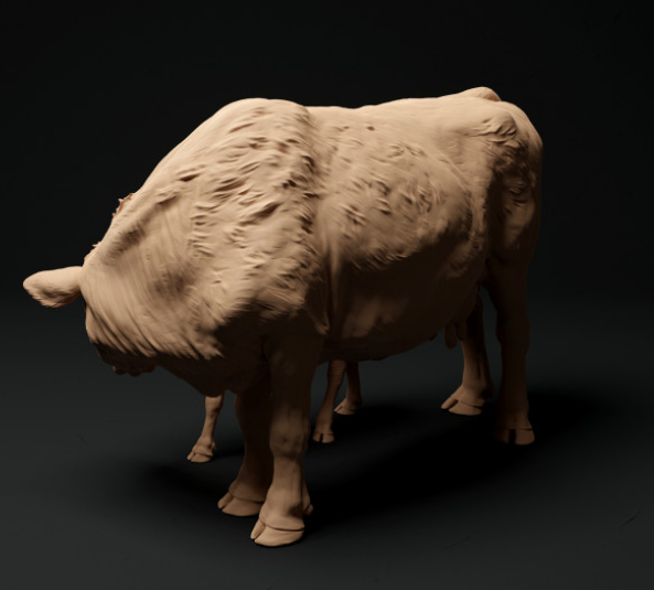 Vache Devon rouge avec son veau par Animal den miniatures