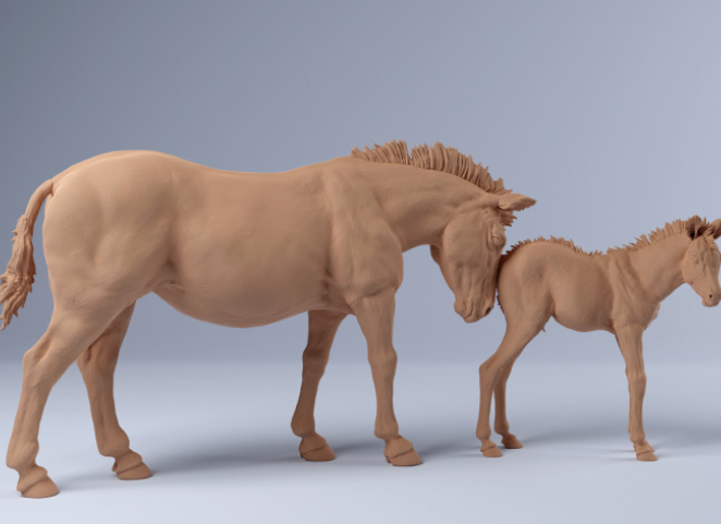 Zèbre avec poulain par Animal den miniatures