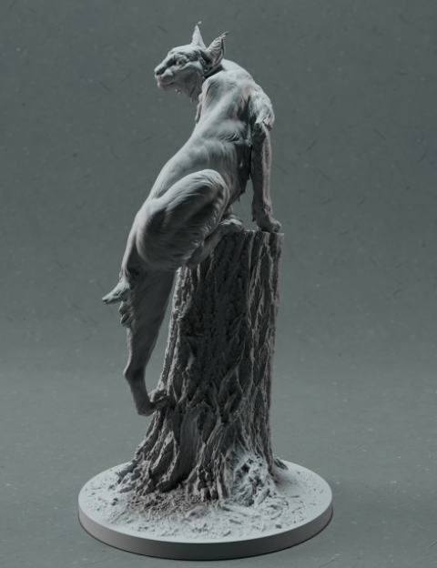 Lynx on tree stump by Animal den miniatures