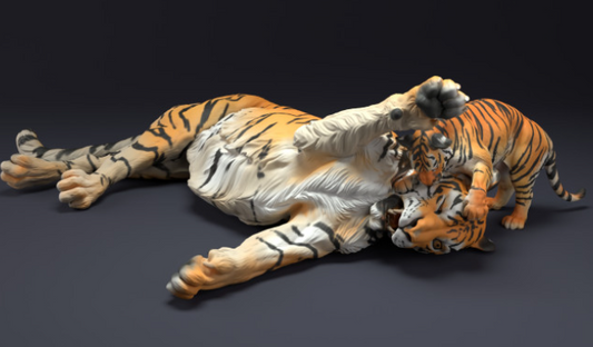 Tigre du Bengale avec bébé par Animal den Miniatures