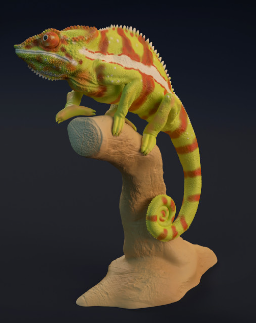 Caméléon sur une branche par Animal den miniatures
