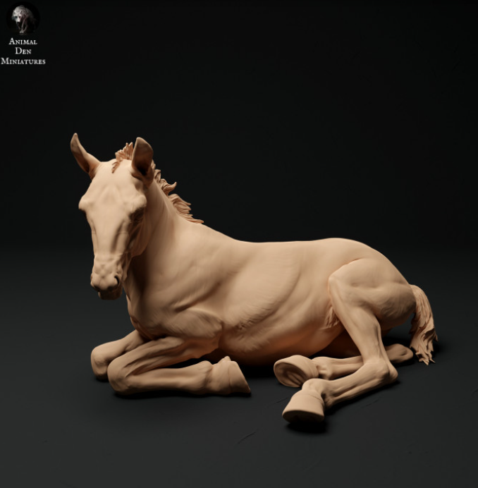 Hermès couché (poulain Suffolk Punch) par Animal den miniatures