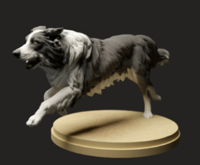 Running Border Collie by Animal den miniatures