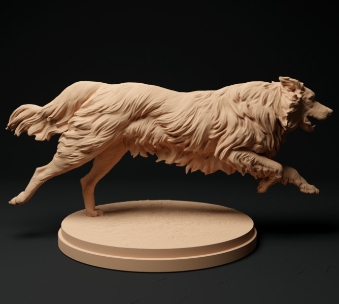 Running Border Collie by Animal den miniatures