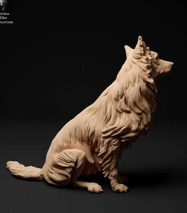 Sitzender Border Collie von Animal den miniatures als 3D Druck
