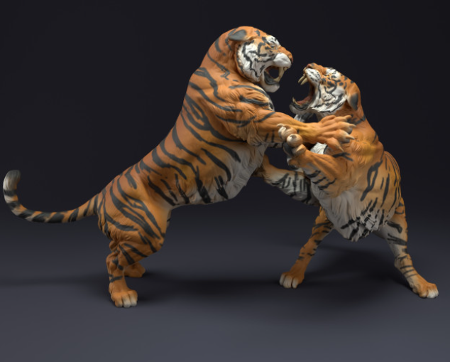 Kämpfende Bengal Tiger von Animal den miniatures