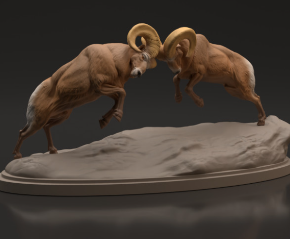 Kämpfende Steinböcke von Animal den miniatures