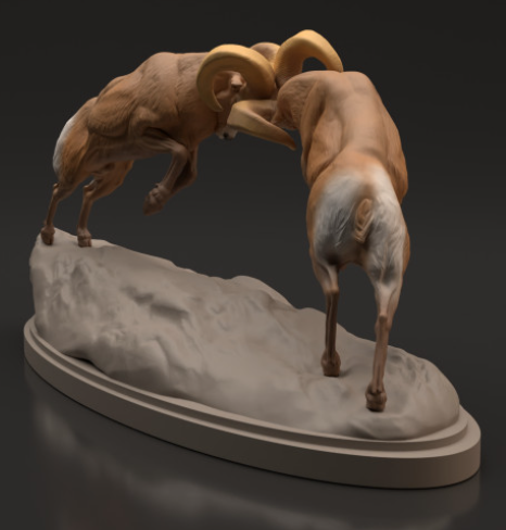 Kämpfende Steinböcke von Animal den miniatures