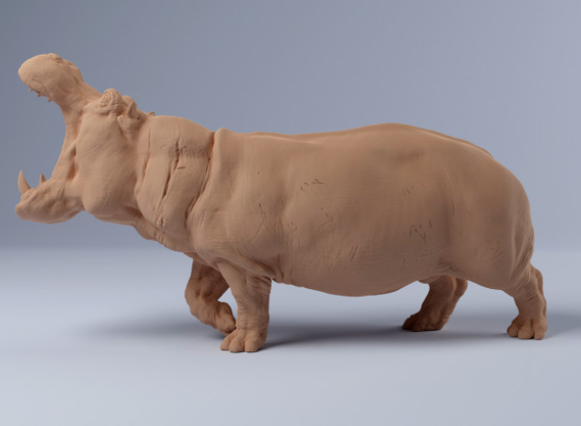 Angry Hippo by Animal Den Miniatures