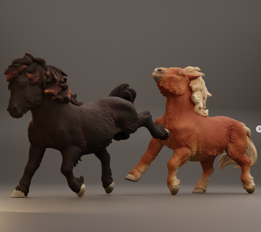 Shetland Pony-Set Oziboo & Biscotte von Bexbee Studios als 3D Druck