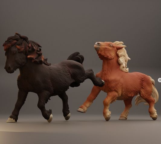 Ensemble poney Shetland Oziboo &amp; Biscotte par Bexbee Studios en impression 3D