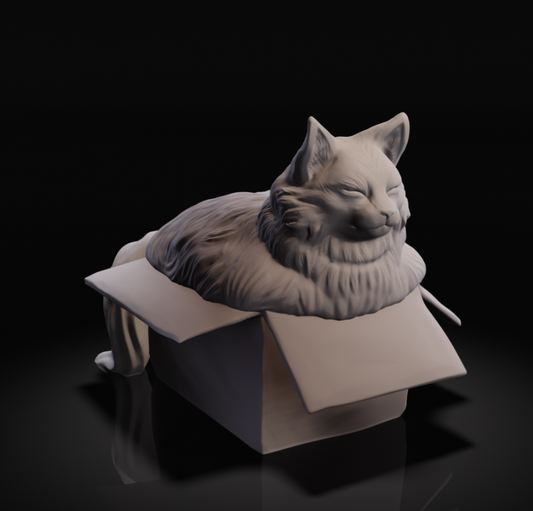 Gros chat dans une boîte par AnimalsAndCreaturesMinis