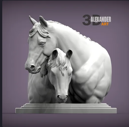 Chevaux câlins en buste par Akuzmenko