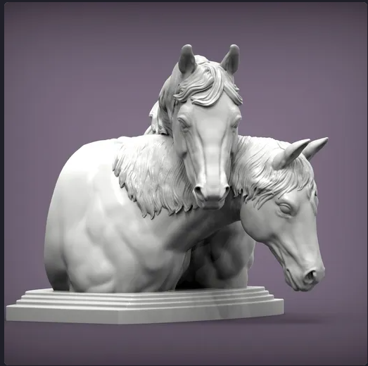 Chevaux câlins en buste par Akuzmenko