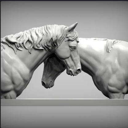 Chevaux câlins en buste par Akuzmenko
