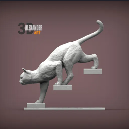 Le chat descend les escaliers par Akuzmenko